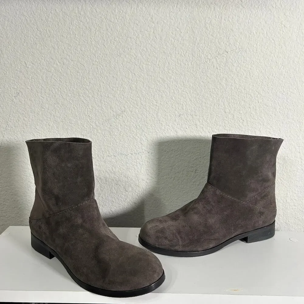 NEW Eileen Fisher Jaunt Short Boots Italian Suede Size 8.5 Slate Brown